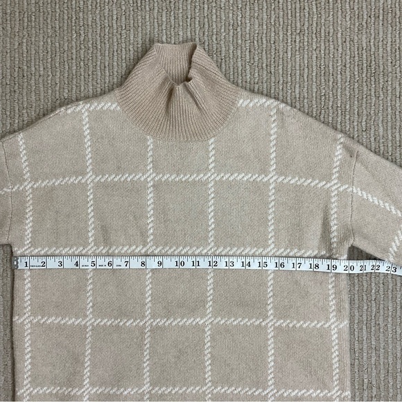 Rachel Zoe Window Pane Mock Neck Long Sleeve  Wool Blend Sweater Size Small - Picture 11 of 12